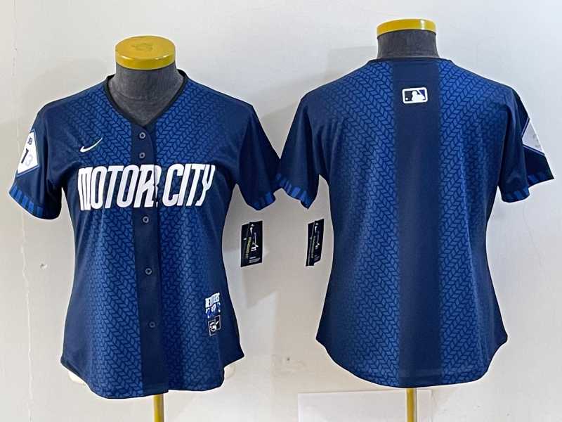 Womens Detroit Tigers Blank 2024 Navy City Connect Cool Base Limited Stitched Jersey
